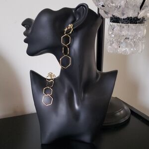 RJ Graziano Gold Bumble Bee Geometric Dangle Pierced Earrings